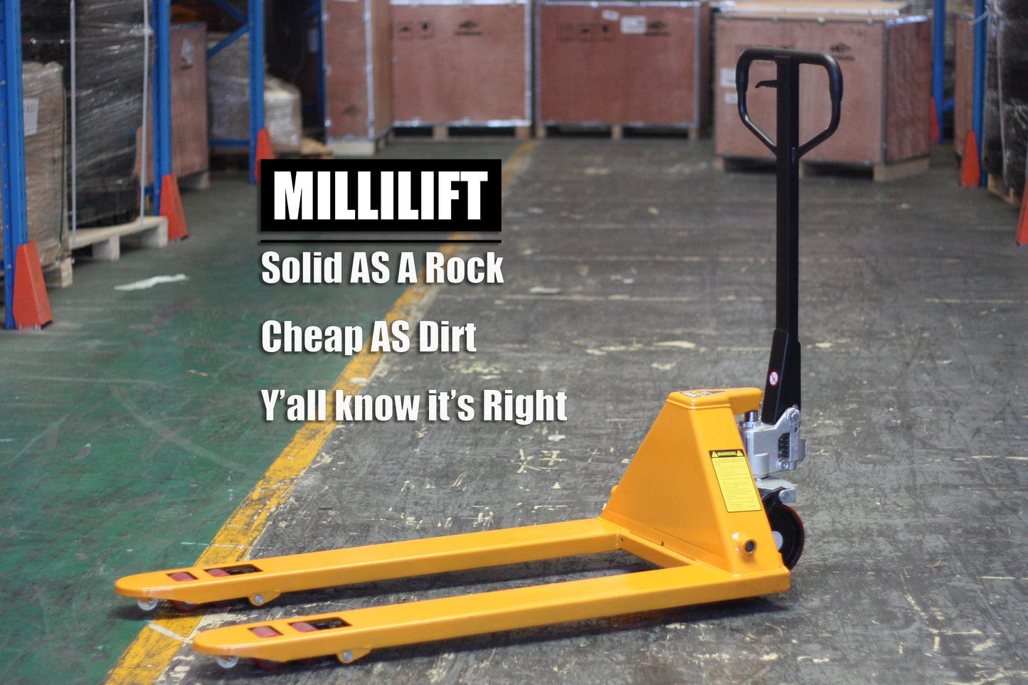 Manual Pallet Jack, Fork Size 48" L x 27" W, 6600LB Capacity, Yellow | Heavy-Duty Hand Pallet Truck for Warehouse, Construction, Market, Port Use | CE Certified