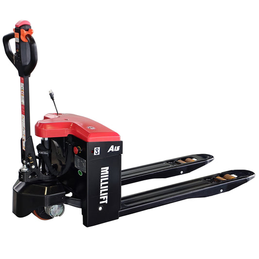 Millilift Electric Pallet Jack,45" L X 21" W Fork Size,3300LB Load Capacity,24V40AH Lithium Battery,2-4H Working Time,Built-in Charger,US-Standard Plug,Black Type