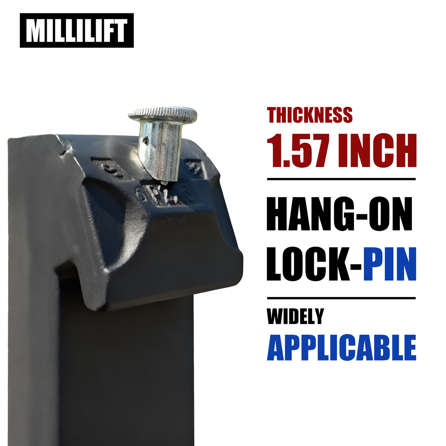 MILLILIFT Hang-On Forklift Blades 60", Class II Forklift Forks, Heavy Duty 1.57" Thick Steel, 4,400 LB Capacity, Pallet Fork Attachment Set of 2