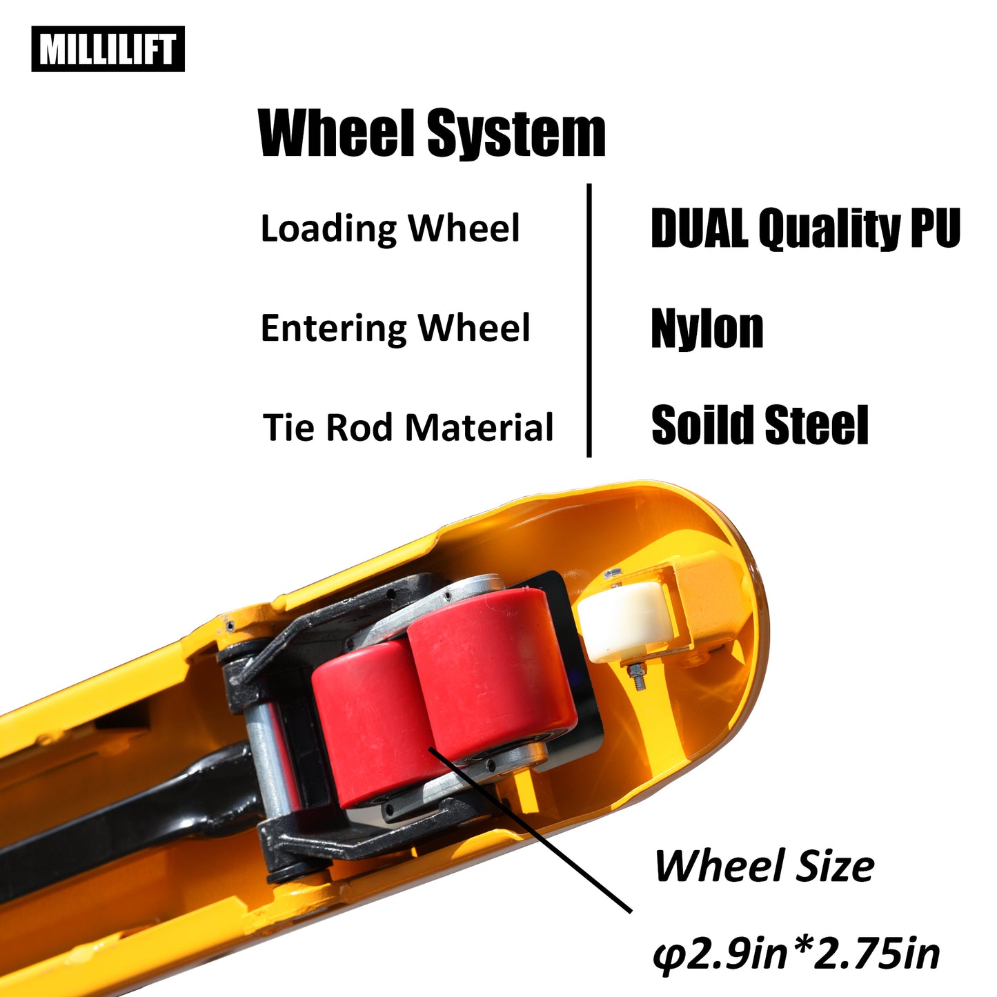 Manual Pallet Jack, Fork Size 48" L x 27" W, 6600LB Capacity, Yellow | Heavy-Duty Hand Pallet Truck for Warehouse, Construction, Market, Port Use | CE Certified