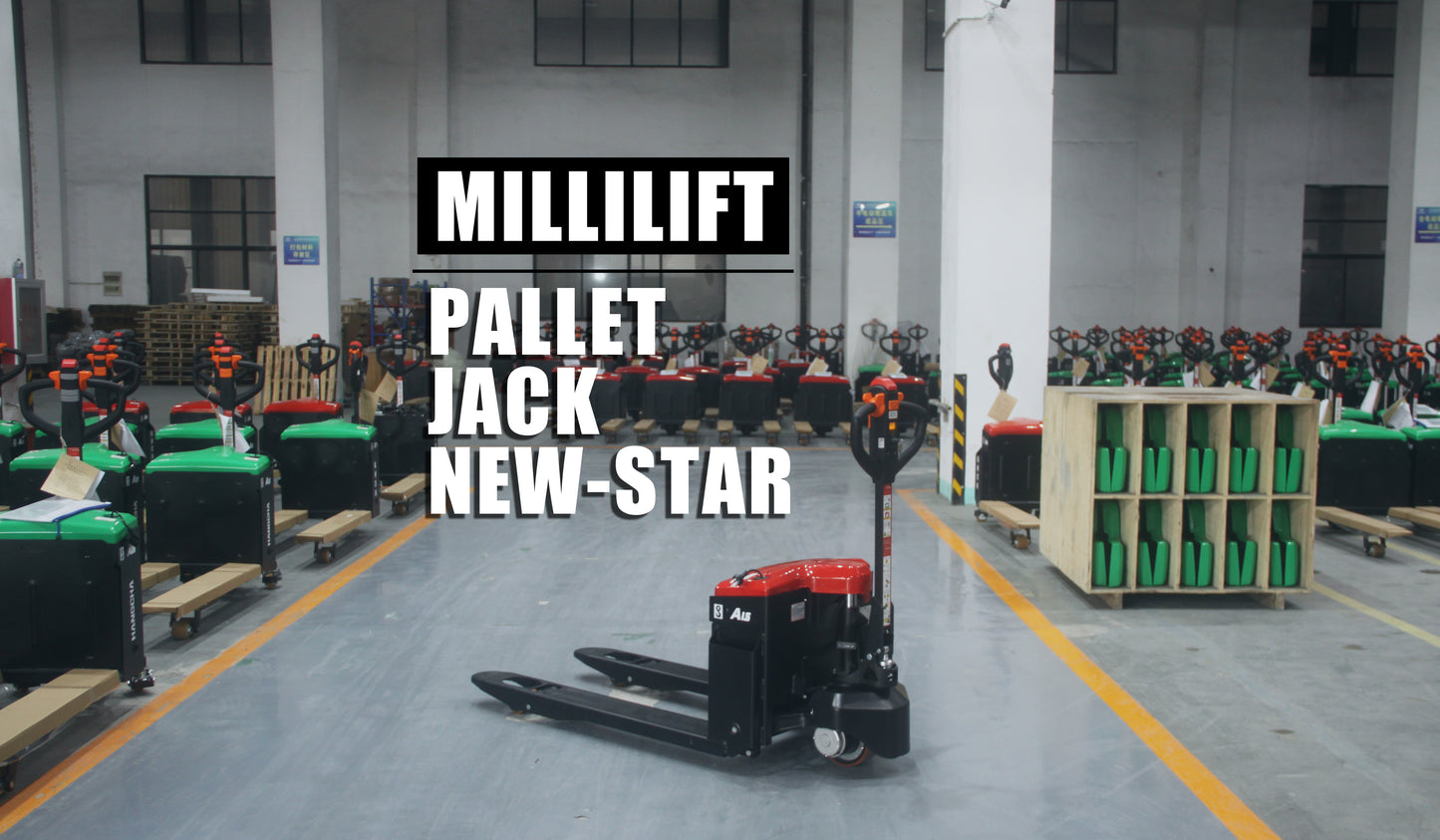 MILLILIFT Electric Pallet Jack, 3300LB Capacity,Heavy-Duty Forks 45"x27", Powerful Drive Motor, 24V 40AH LiFePO4 Battery with Built-in Charger, 2–4H Runtime, for Warehouse,Logistics Company