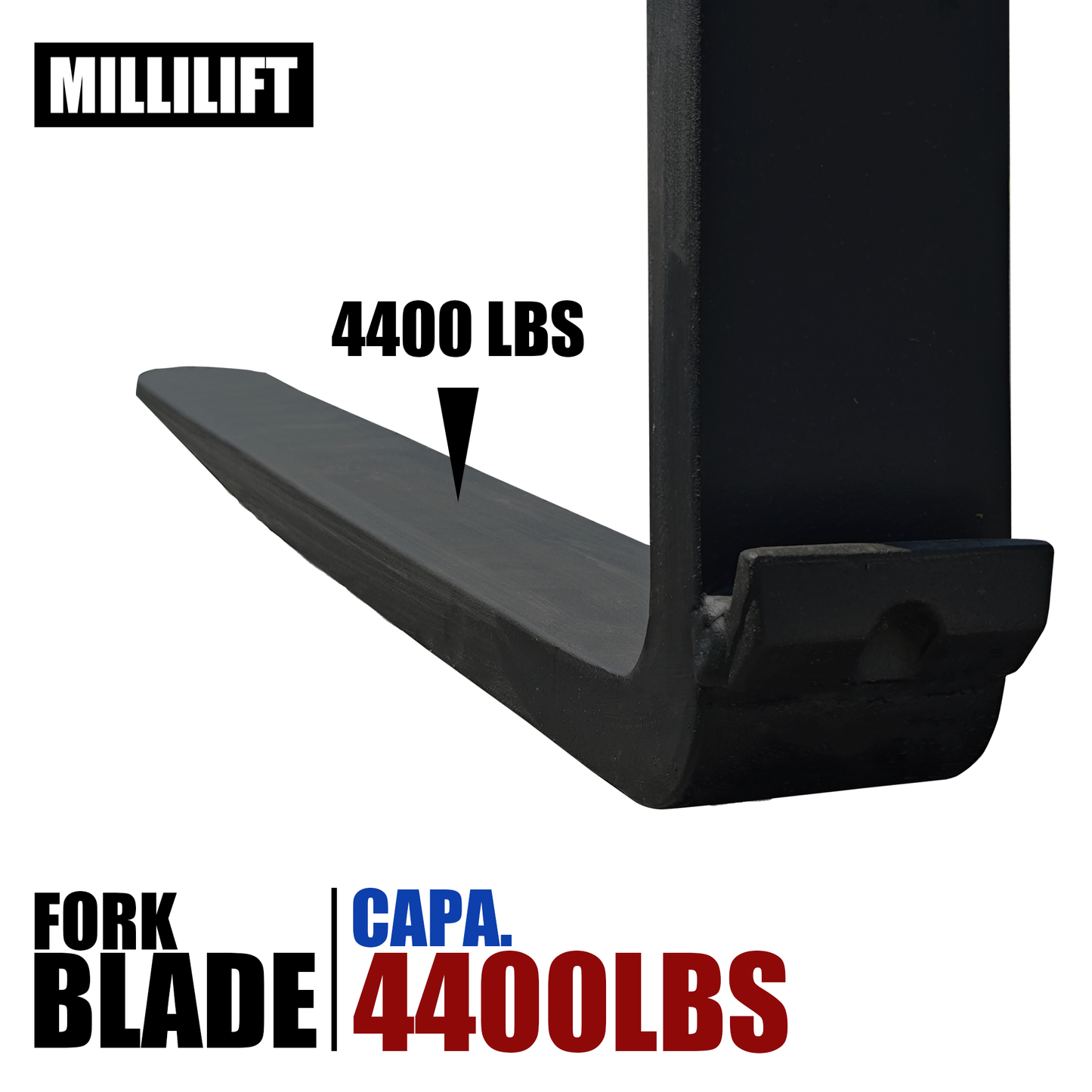 MILLILIFT Hang-On Forklift Blades 60", Class II Forklift Forks, Heavy Duty 1.57" Thick Steel, 4,400 LB Capacity, Pallet Fork Attachment Set of 2